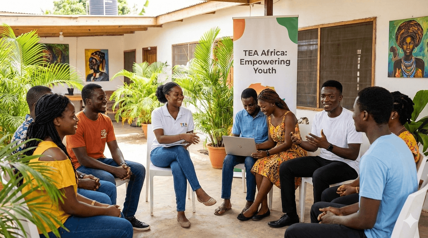 African youth group smiling